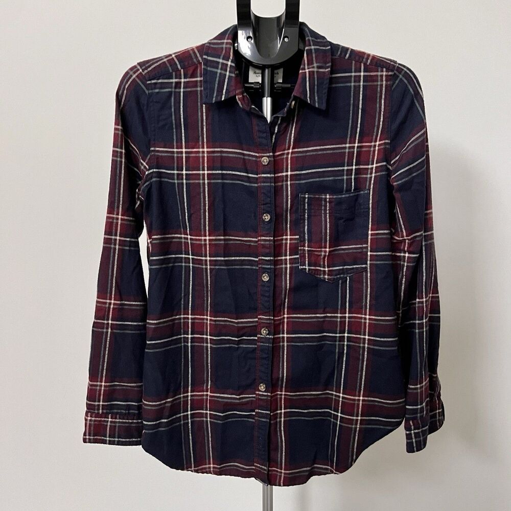 Abercrombie & Fitch Women’s Soft A & F Flannel Button Down Shirt EUC Burgundy